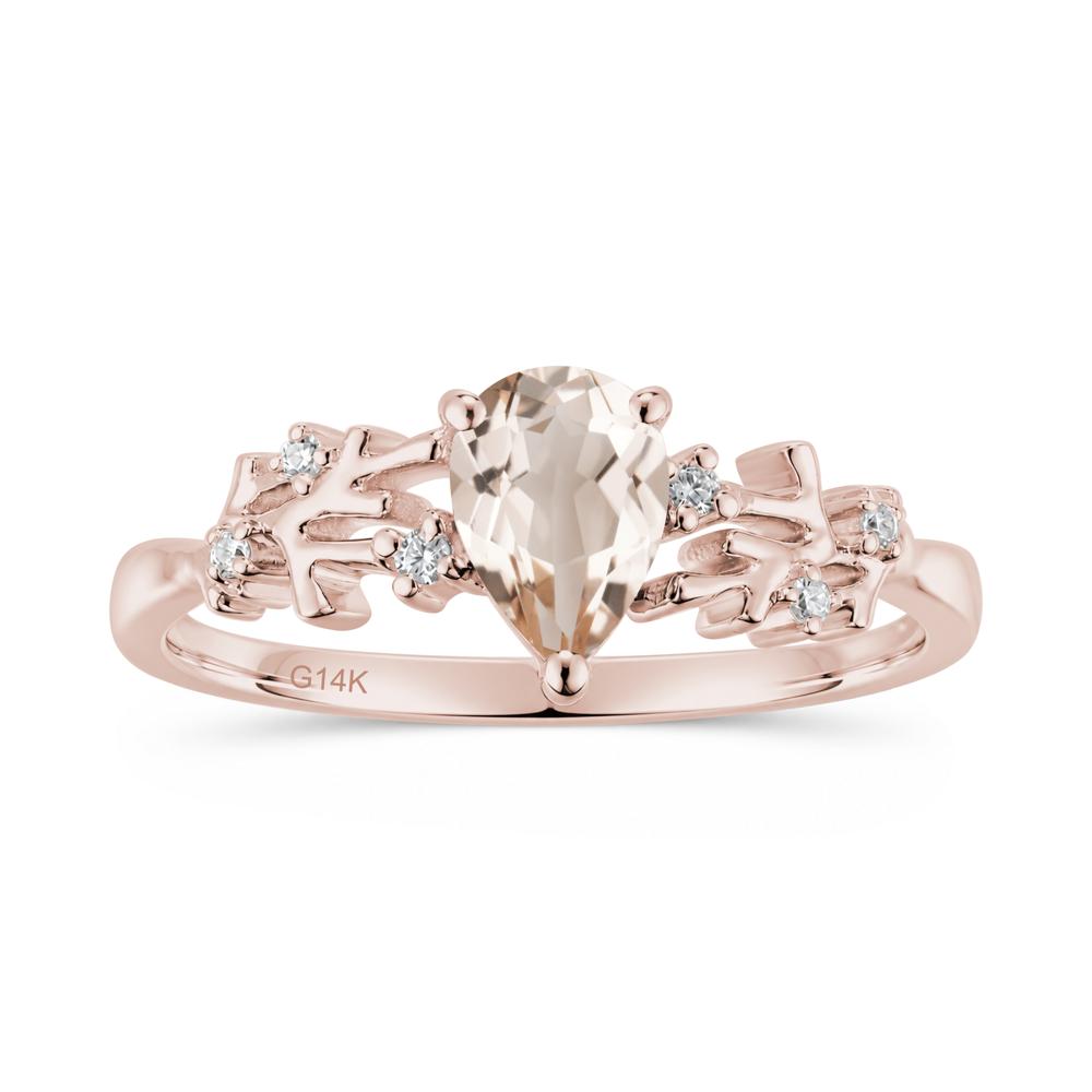 Pear Cut Green Amethyst Coral Ring - LUO Jewelry #gemstone_Morganite