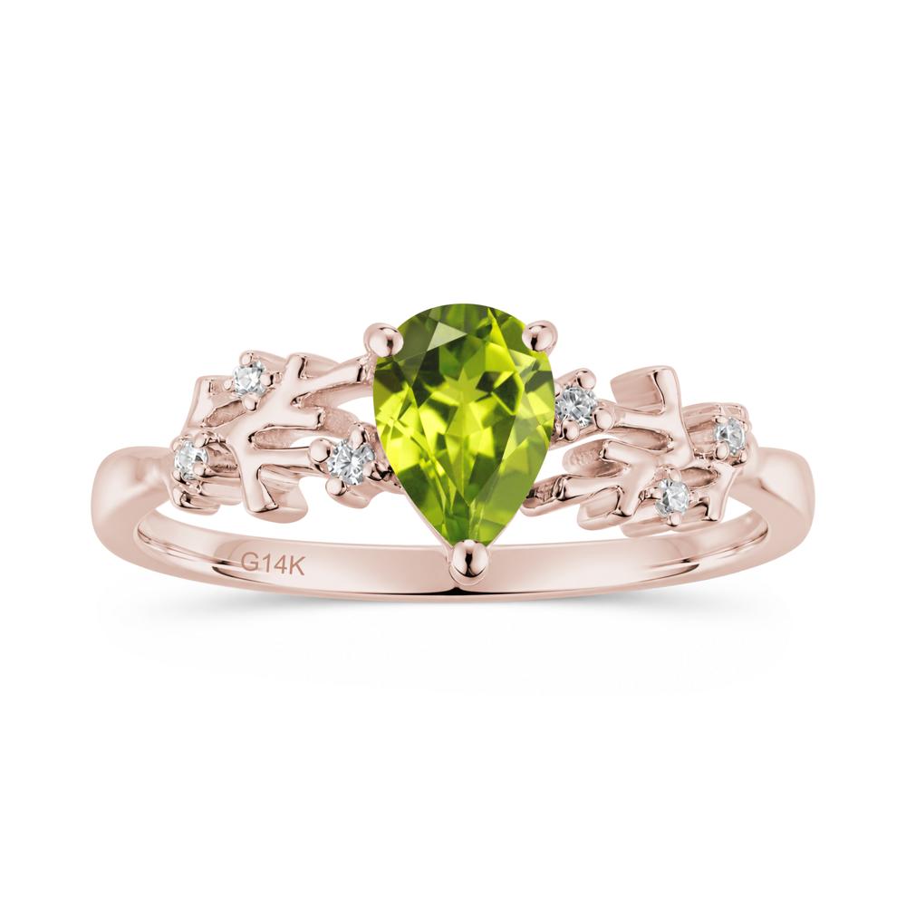 Pear Cut Green Amethyst Coral Ring - LUO Jewelry #gemstone_Peridot