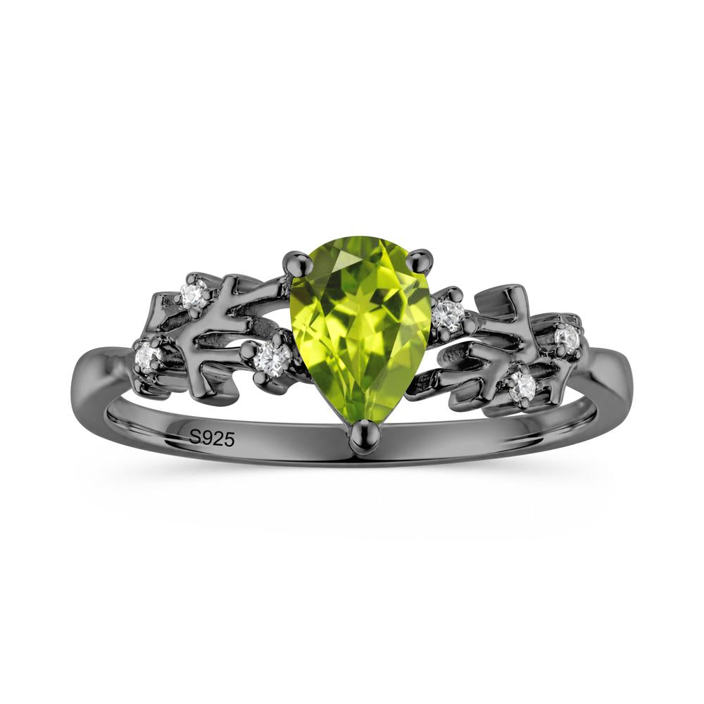 Pear Cut Green Amethyst Coral Ring - LUO Jewelry #gemstone_Peridot