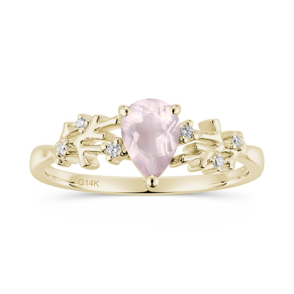 Pear Cut Green Amethyst Coral Ring - LUO Jewelry #gemstone_Rose Quartz