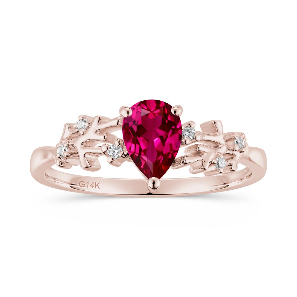 Pear Cut Green Amethyst Coral Ring - LUO Jewelry #gemstone_Ruby