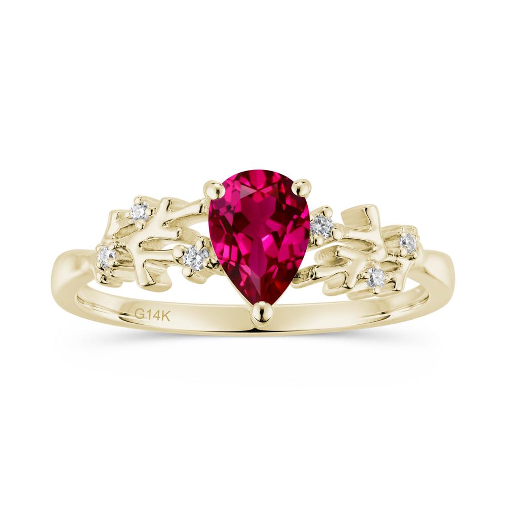 Pear Cut Green Amethyst Coral Ring - LUO Jewelry #gemstone_Ruby