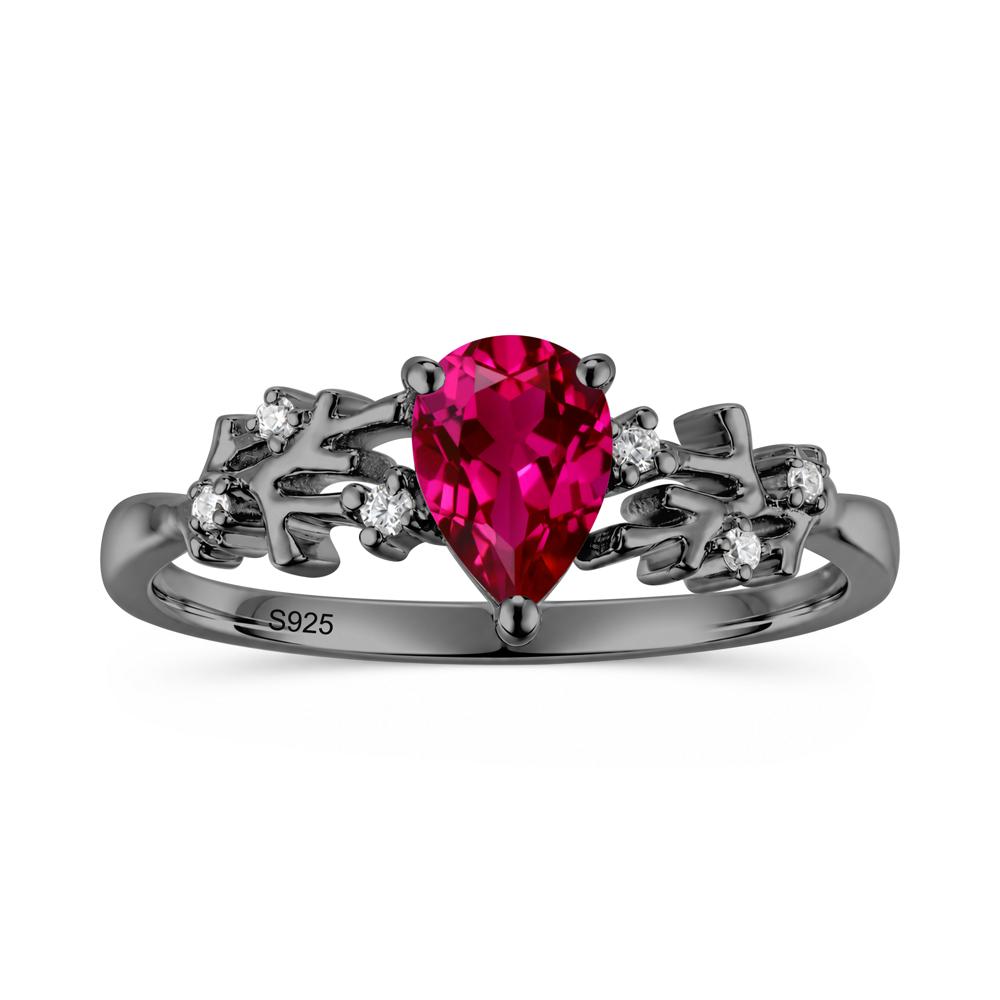 Pear Cut Green Amethyst Coral Ring - LUO Jewelry #gemstone_Ruby
