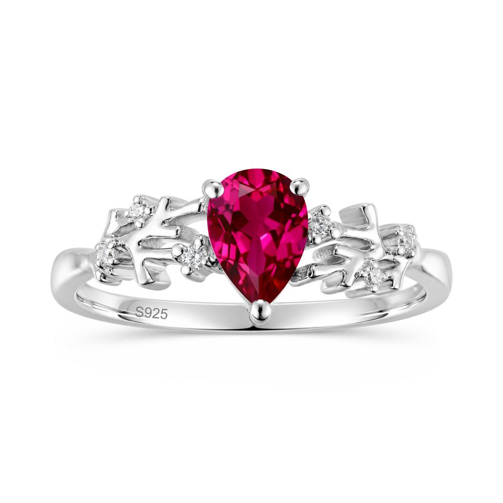 Pear Cut Green Amethyst Coral Ring - LUO Jewelry #gemstone_Ruby