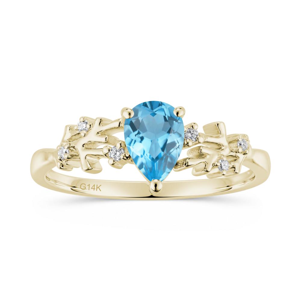 Pear Cut Green Amethyst Coral Ring - LUO Jewelry #gemstone_Swiss Blue Topaz
