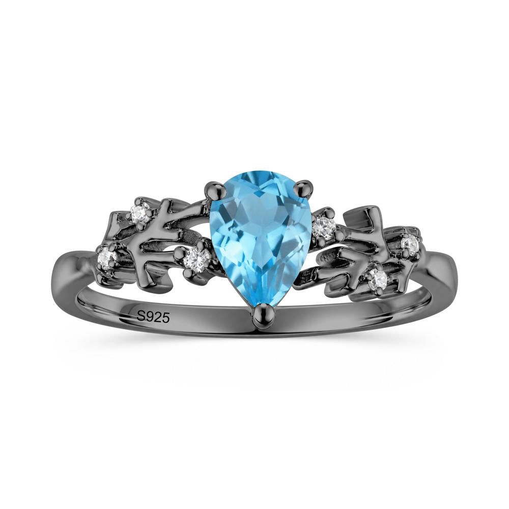 Pear Cut Green Amethyst Coral Ring - LUO Jewelry #gemstone_Swiss Blue Topaz