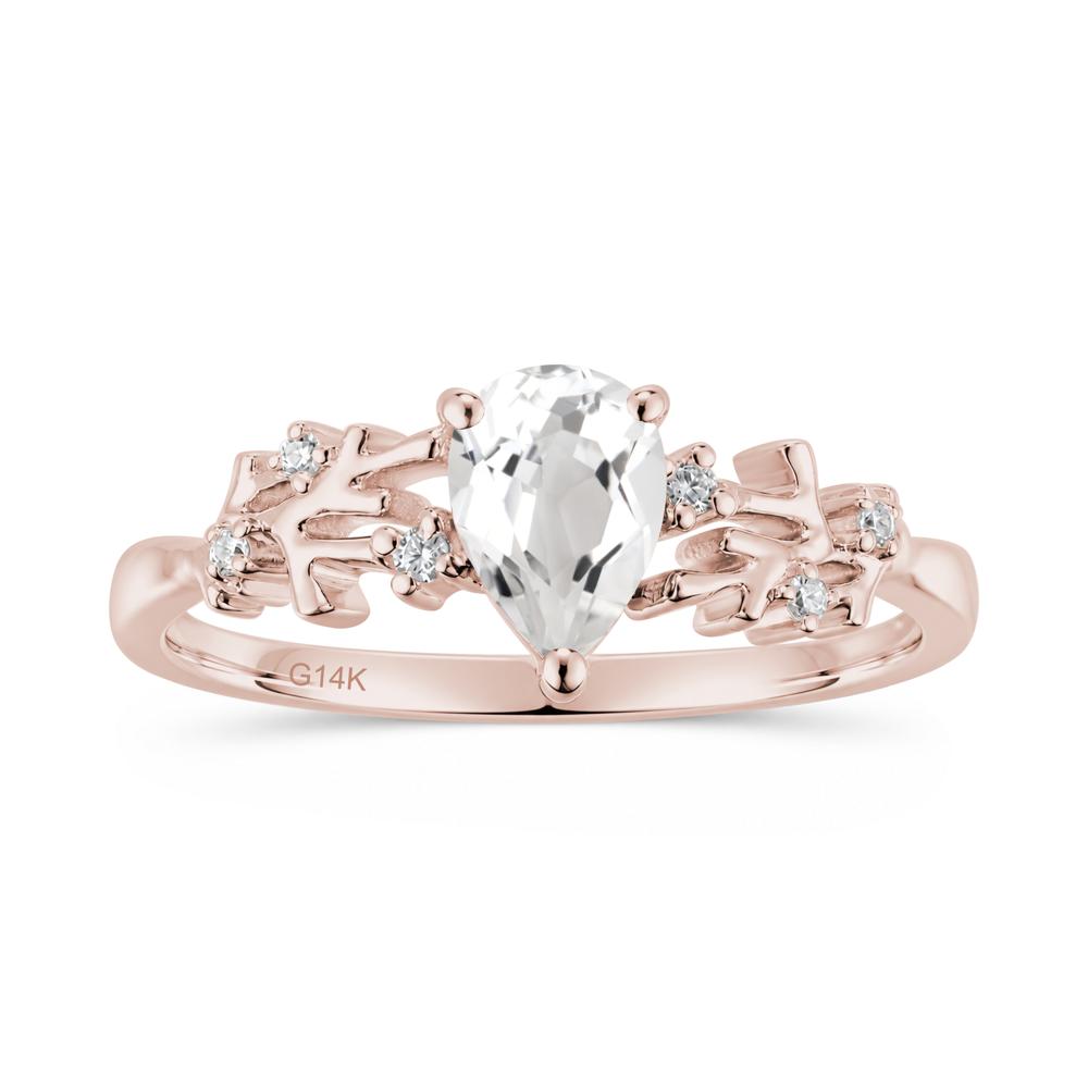 Pear Cut Green Amethyst Coral Ring - LUO Jewelry #gemstone_White Topaz