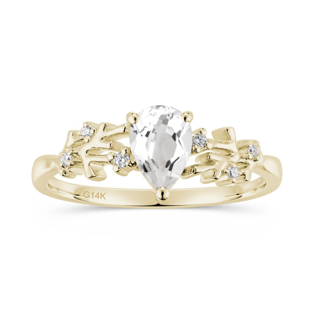 Pear Cut Green Amethyst Coral Ring - LUO Jewelry #gemstone_White Topaz
