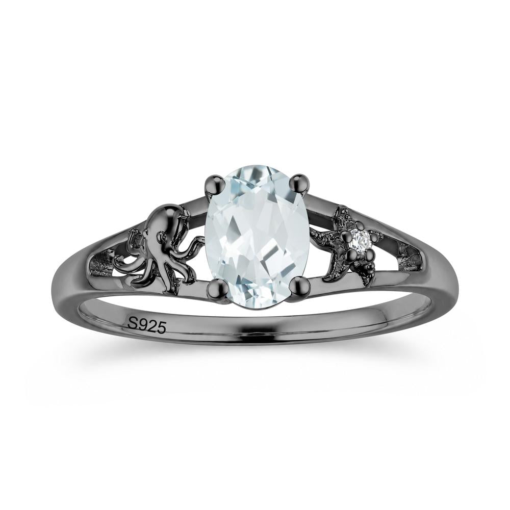 Oval Cut London Blue Topaz Starfish Ring - LUO Jewelry #gemstone_Aquamarine