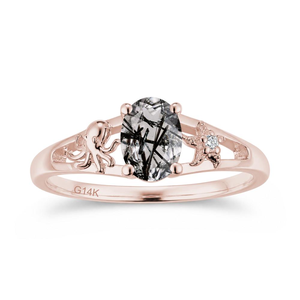 Oval Cut London Blue Topaz Starfish Ring - LUO Jewelry #gemstone_Black Rutilated Quartz