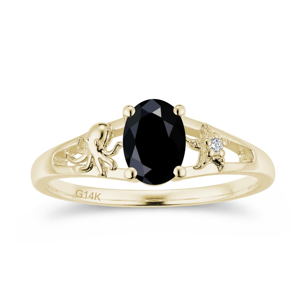 Oval Cut London Blue Topaz Starfish Ring - LUO Jewelry #gemstone_Black Spinel