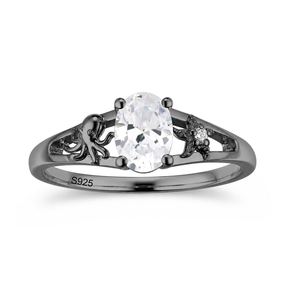 Oval Cut London Blue Topaz Starfish Ring - LUO Jewelry #gemstone_Cubic Zirconia