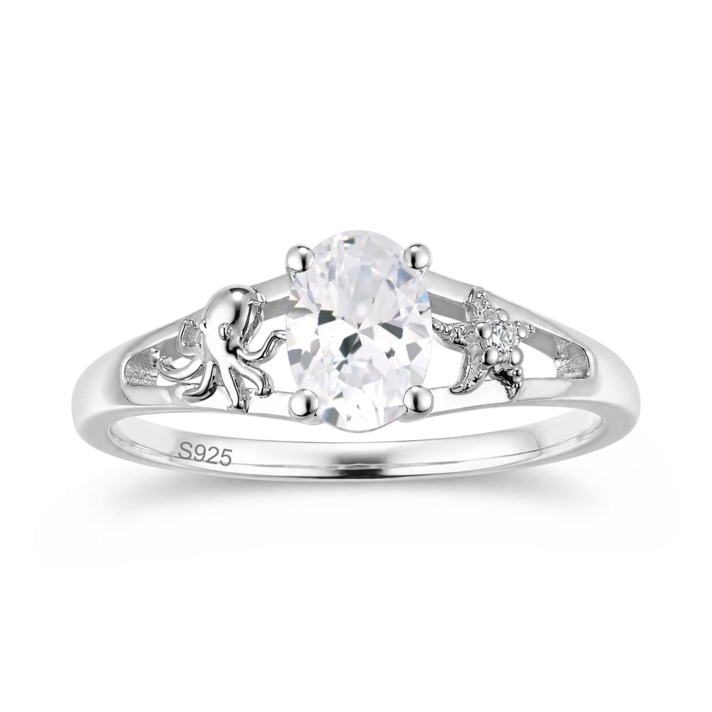 Oval Cut London Blue Topaz Starfish Ring - LUO Jewelry #gemstone_Cubic Zirconia