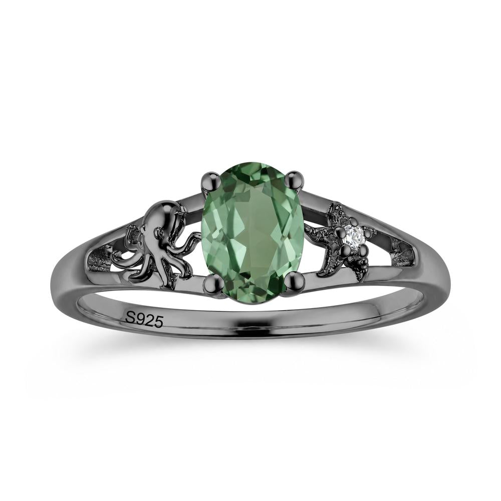 Oval Cut London Blue Topaz Starfish Ring - LUO Jewelry #gemstone_Green Sapphire