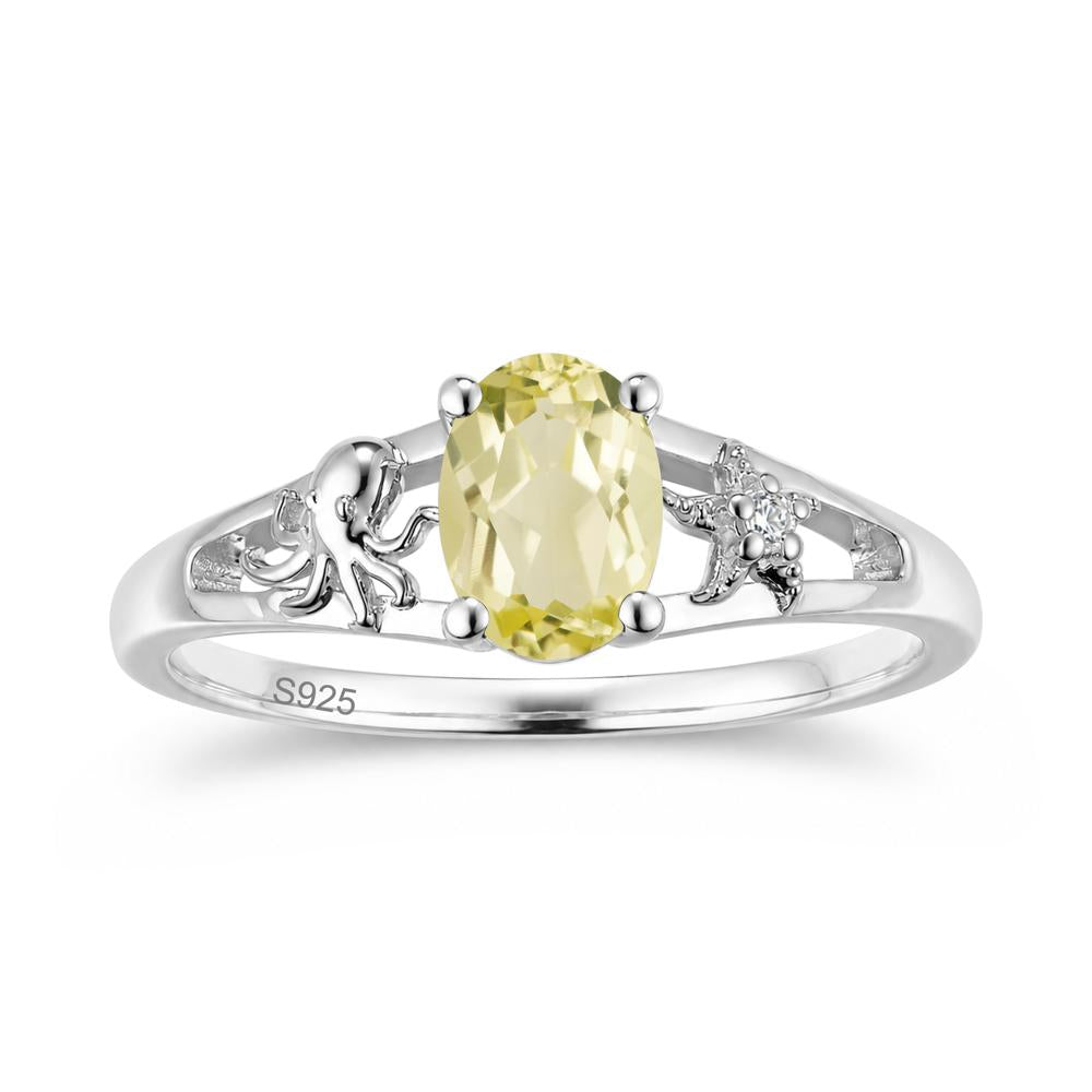 Oval Cut London Blue Topaz Starfish Ring - LUO Jewelry #gemstone_Lemon Quartz