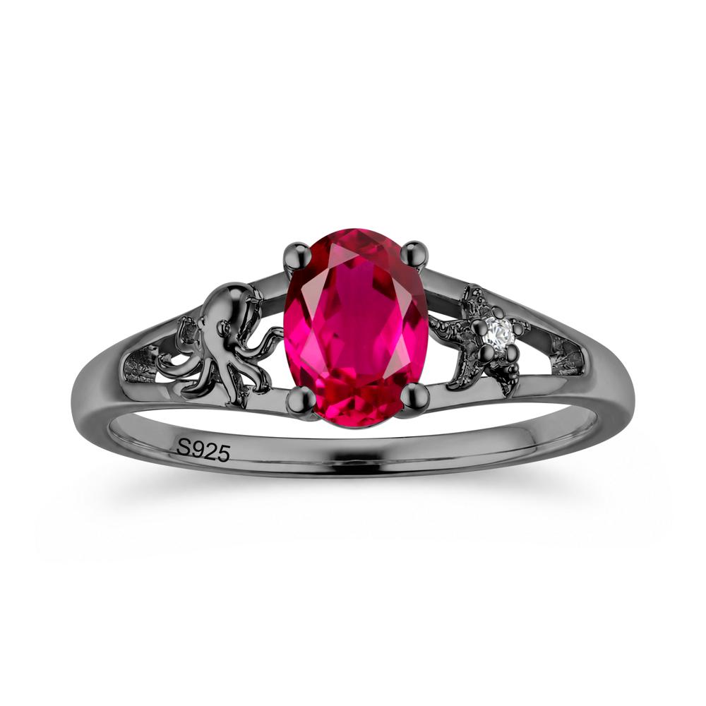 Oval Cut London Blue Topaz Starfish Ring - LUO Jewelry #gemstone_Ruby