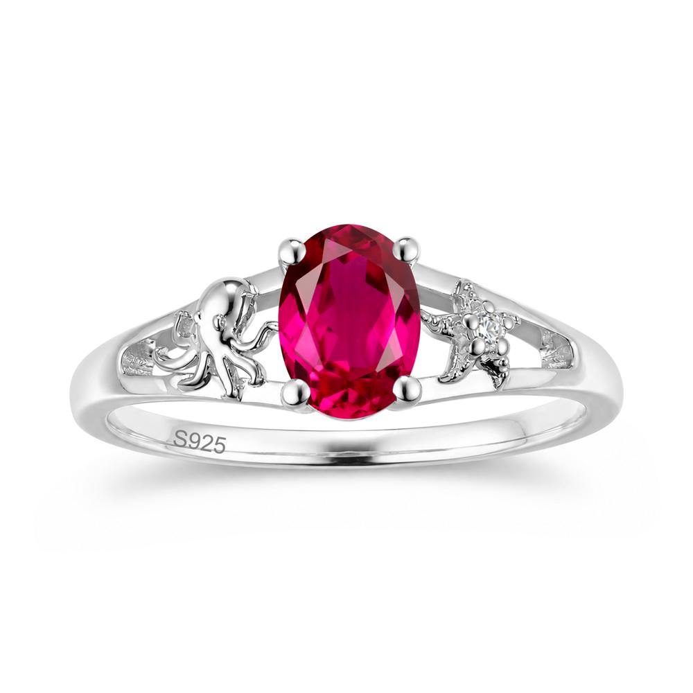 Oval Cut London Blue Topaz Starfish Ring - LUO Jewelry #gemstone_Ruby