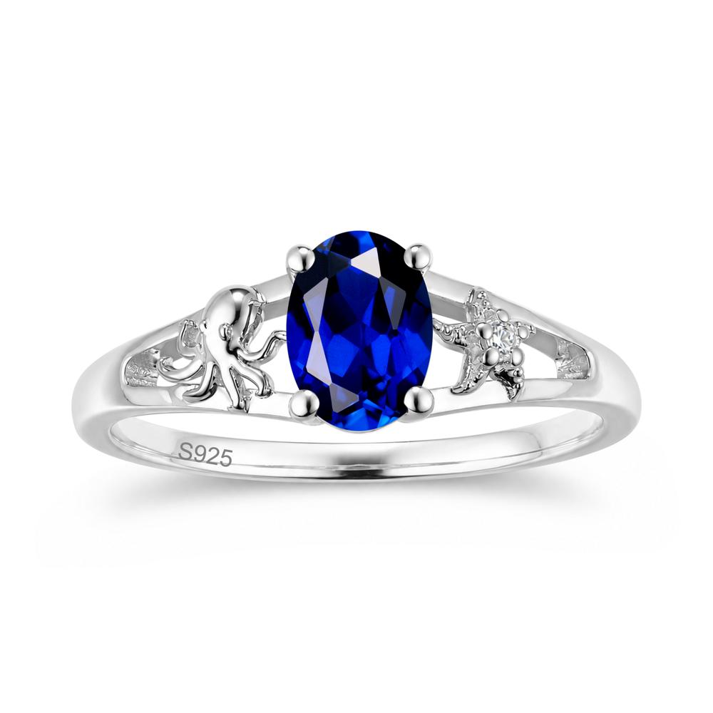 Oval Cut London Blue Topaz Starfish Ring - LUO Jewelry #gemstone_Sapphire