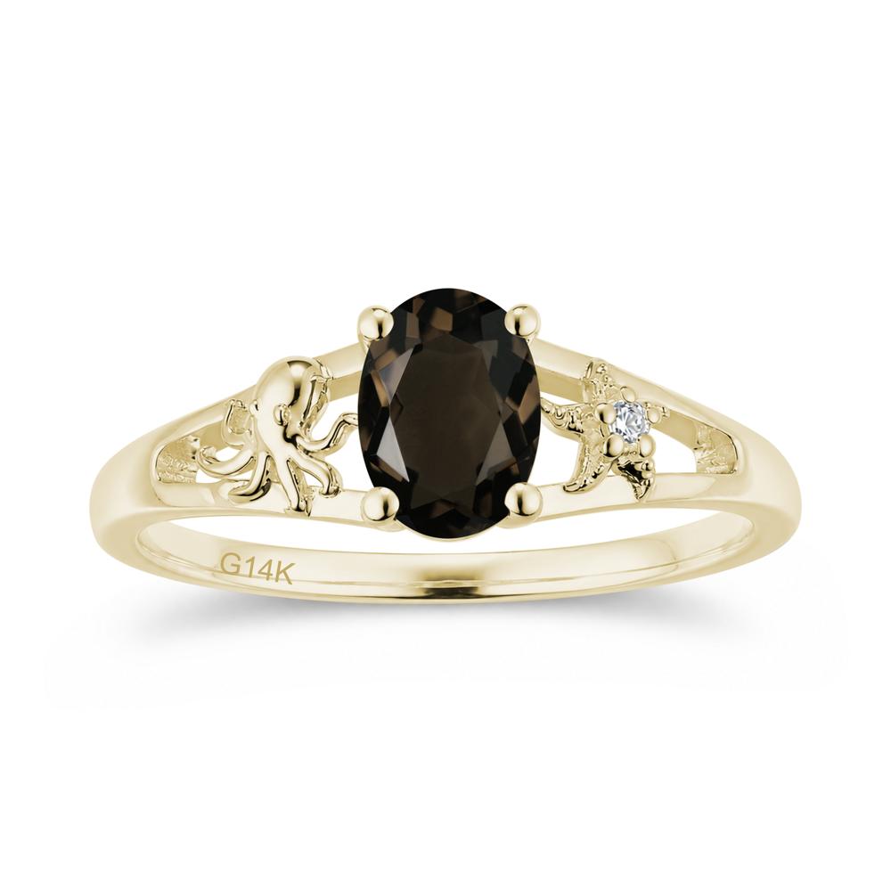 Oval Cut London Blue Topaz Starfish Ring - LUO Jewelry #gemstone_Smoky Quartz