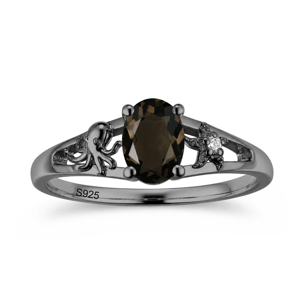 Oval Cut London Blue Topaz Starfish Ring - LUO Jewelry #gemstone_Smoky Quartz