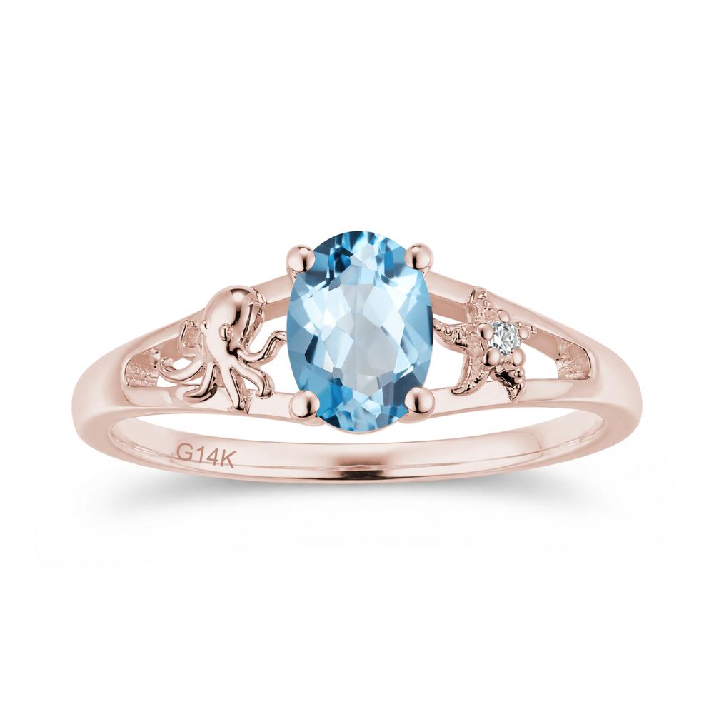Oval Cut London Blue Topaz Starfish Ring - LUO Jewelry #gemstone_Swiss Blue Topaz