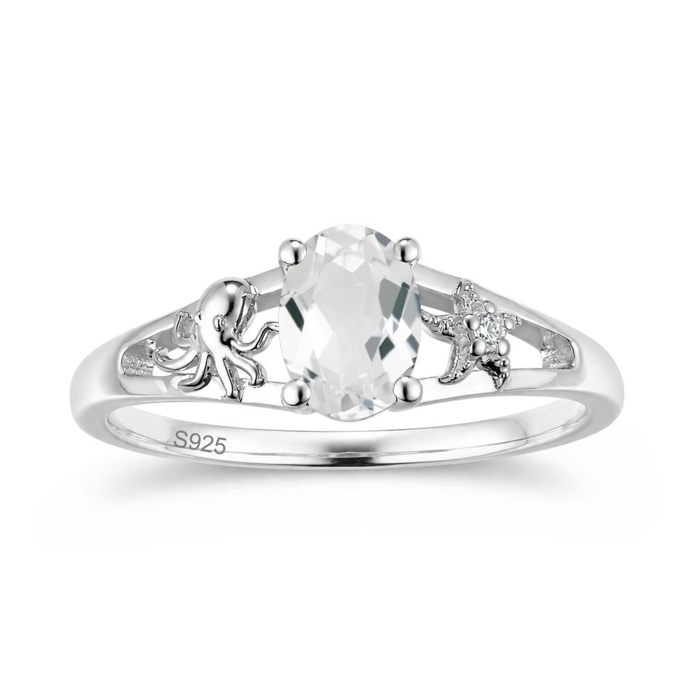 Oval Cut London Blue Topaz Starfish Ring - LUO Jewelry #gemstone_White Topaz