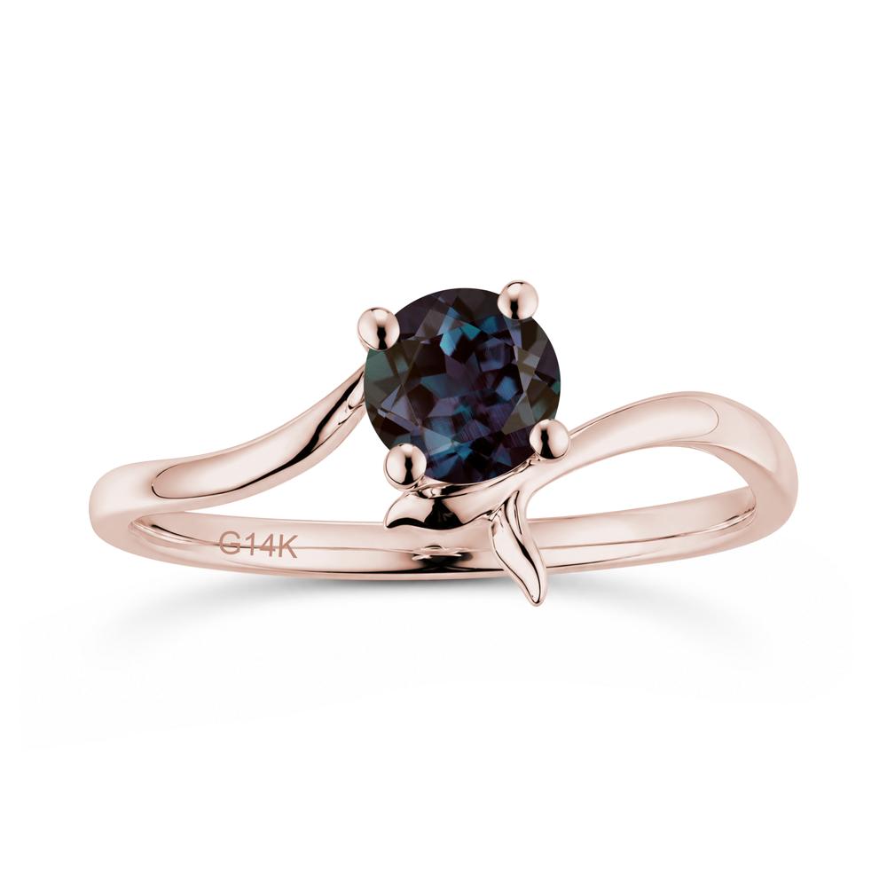 Round Shaped Emerald Whale Tail Bypass Ring - LUO Jewelry #gemstone_Alexandrite