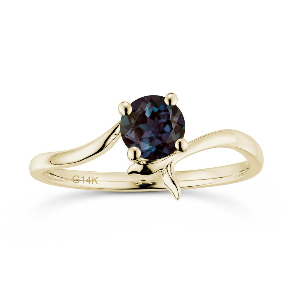 Round Shaped Emerald Whale Tail Bypass Ring - LUO Jewelry #gemstone_Alexandrite