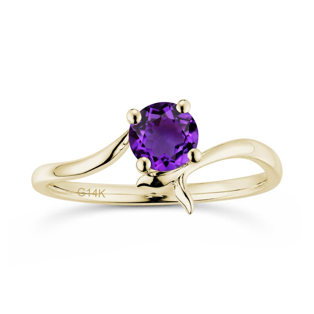 Round Shaped Emerald Whale Tail Bypass Ring - LUO Jewelry #gemstone_Amethyst