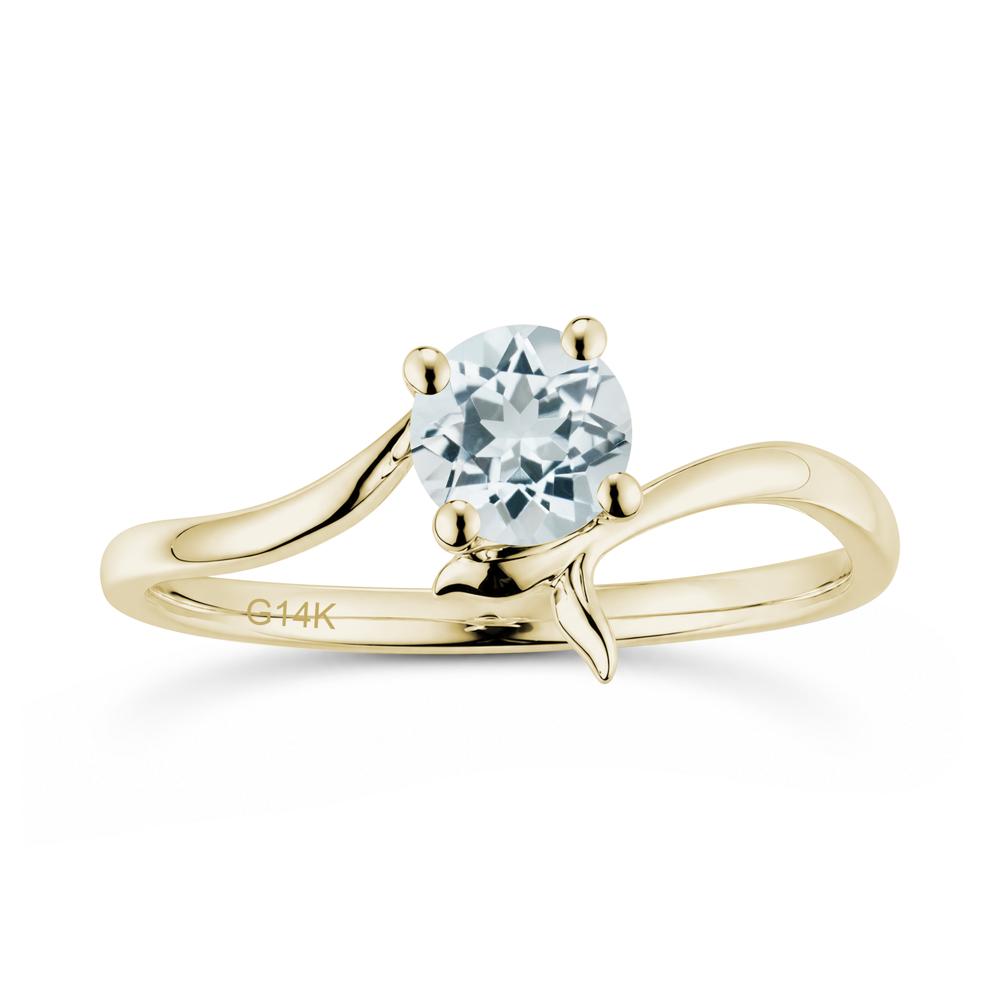 Round Shaped Emerald Whale Tail Bypass Ring - LUO Jewelry #gemstone_Aquamarine