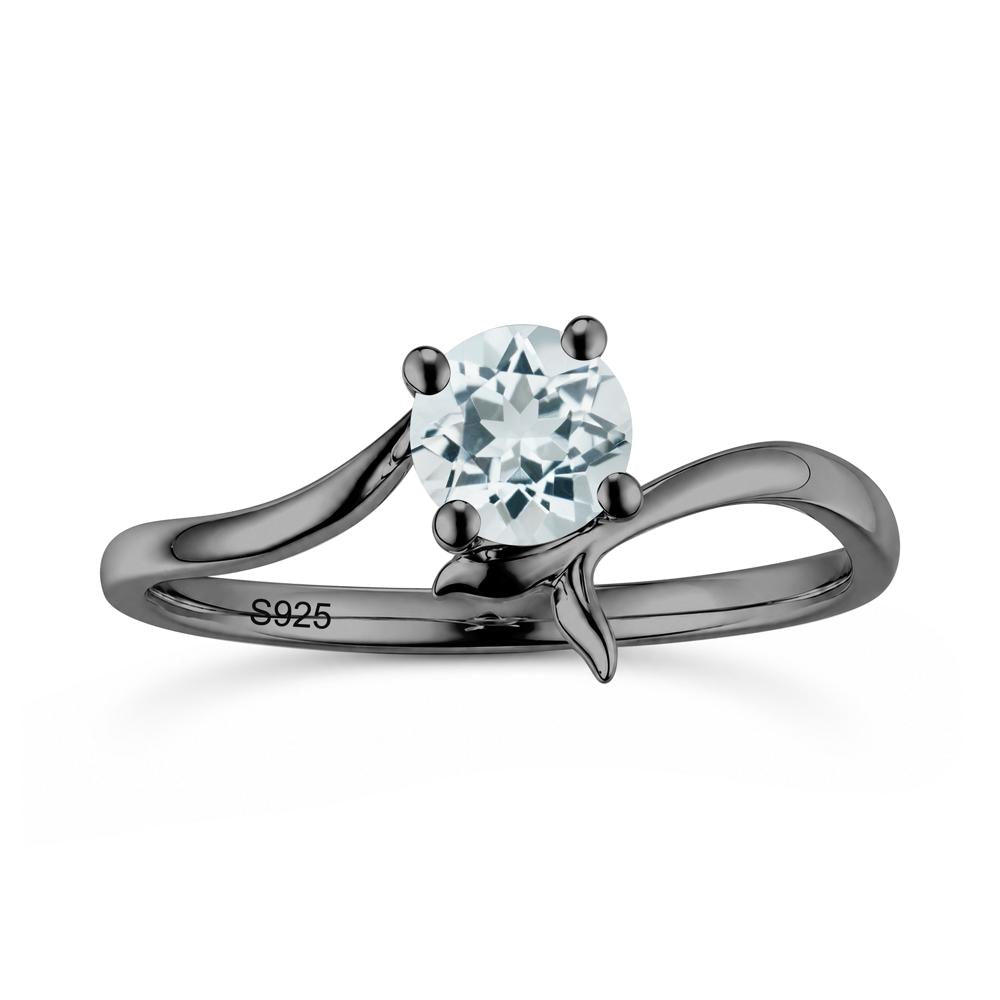 Round Shaped Emerald Whale Tail Bypass Ring - LUO Jewelry #gemstone_Aquamarine