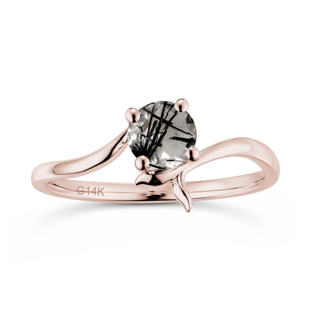 Round Shaped Emerald Whale Tail Bypass Ring - LUO Jewelry #gemstone_Black Rutilated Quartz