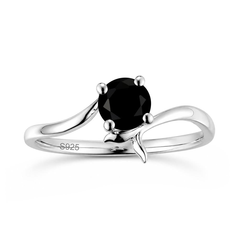 Round Shaped Emerald Whale Tail Bypass Ring - LUO Jewelry #gemstone_Black Spinel