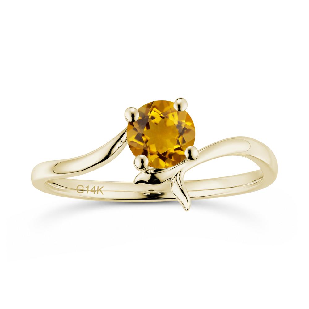 Round Shaped Emerald Whale Tail Bypass Ring - LUO Jewelry #gemstone_Citrine