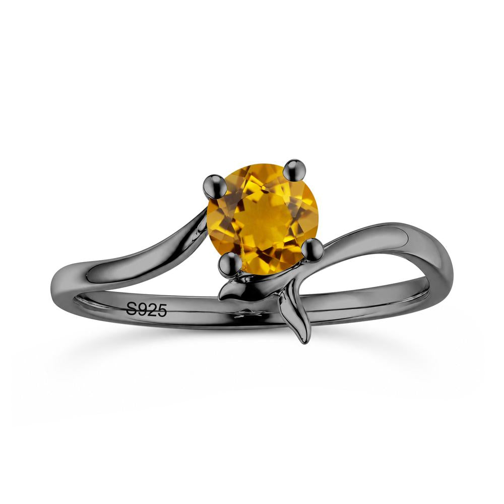 Round Shaped Emerald Whale Tail Bypass Ring - LUO Jewelry #gemstone_Citrine