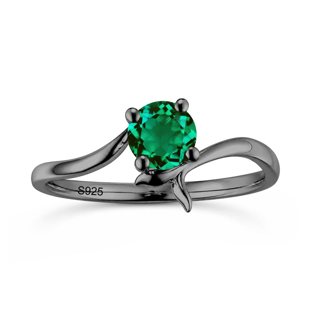 Round Shaped Emerald Whale Tail Bypass Ring - LUO Jewelry #gemstone_Emerald
