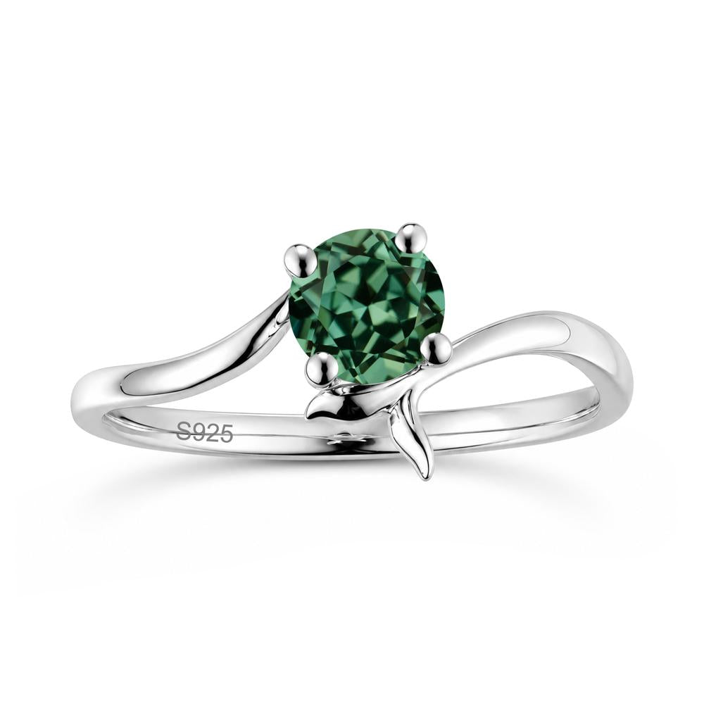 Round Shaped Emerald Whale Tail Bypass Ring - LUO Jewelry #gemstone_Green Sapphire