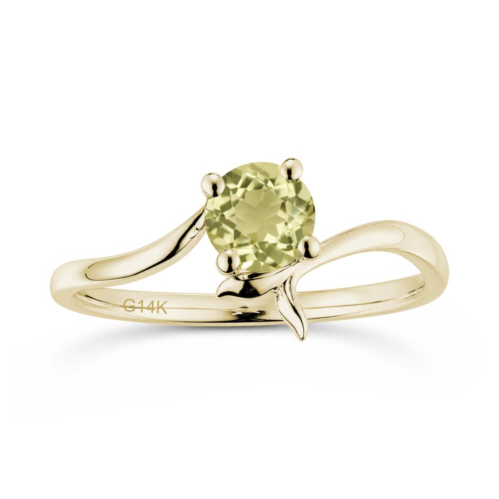 Round Shaped Emerald Whale Tail Bypass Ring - LUO Jewelry #gemstone_Lemon Quartz
