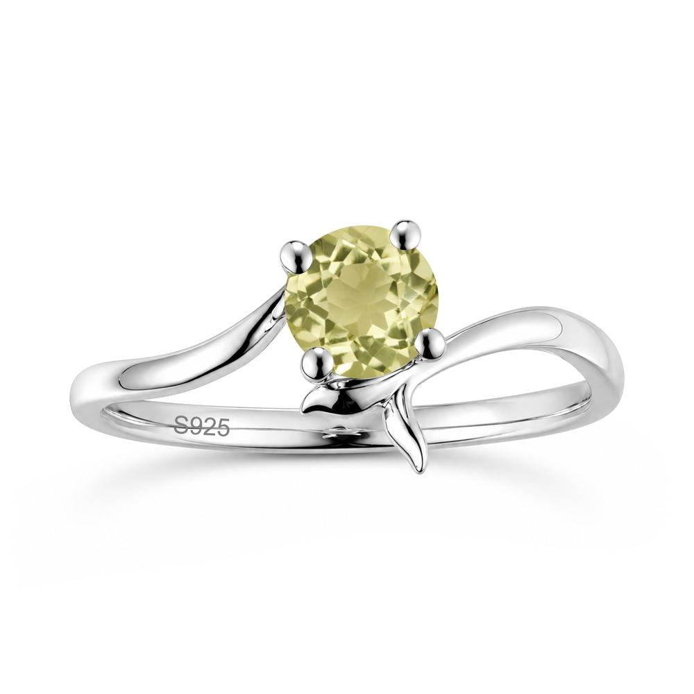 Round Shaped Emerald Whale Tail Bypass Ring - LUO Jewelry #gemstone_Lemon Quartz