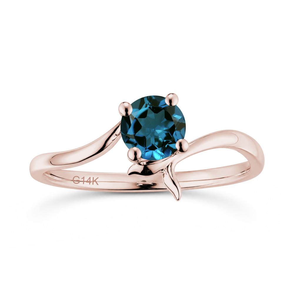 Round Shaped Emerald Whale Tail Bypass Ring - LUO Jewelry #gemstone_London Blue Topaz