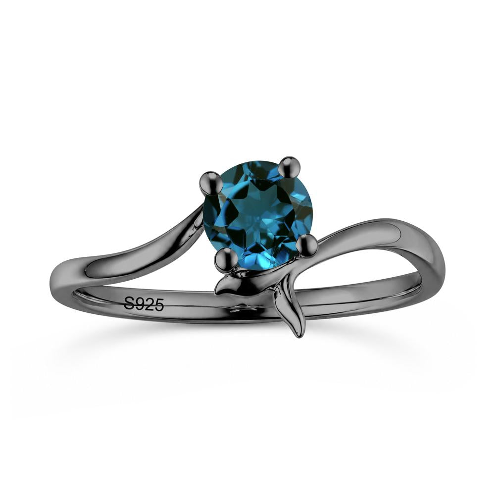 Round Shaped Emerald Whale Tail Bypass Ring - LUO Jewelry #gemstone_London Blue Topaz