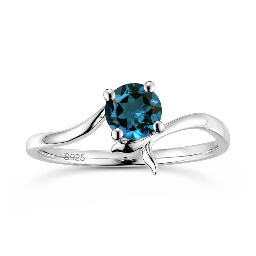 Round Shaped Emerald Whale Tail Bypass Ring - LUO Jewelry #gemstone_London Blue Topaz