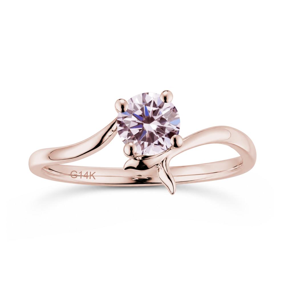 Round Shaped Emerald Whale Tail Bypass Ring - LUO Jewelry #gemstone_Pink Cubic Zirconia