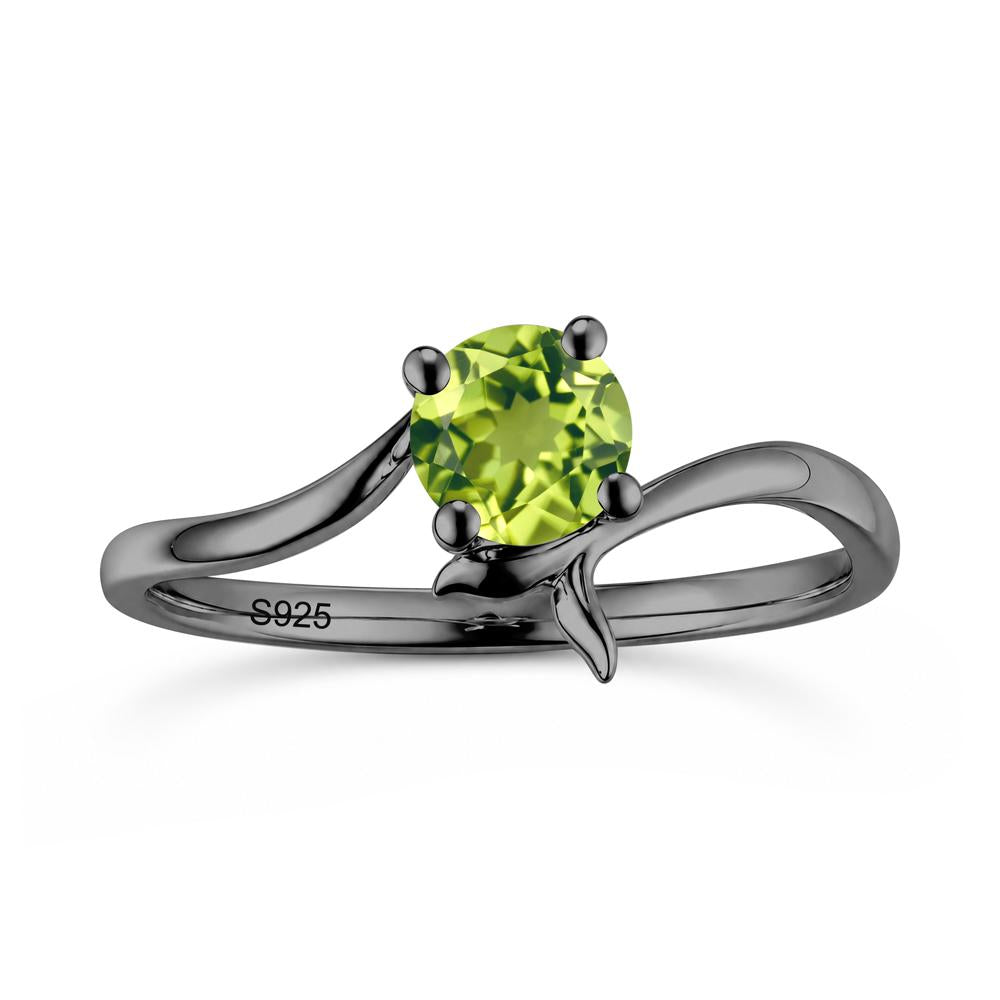 Round Shaped Emerald Whale Tail Bypass Ring - LUO Jewelry #gemstone_Peridot