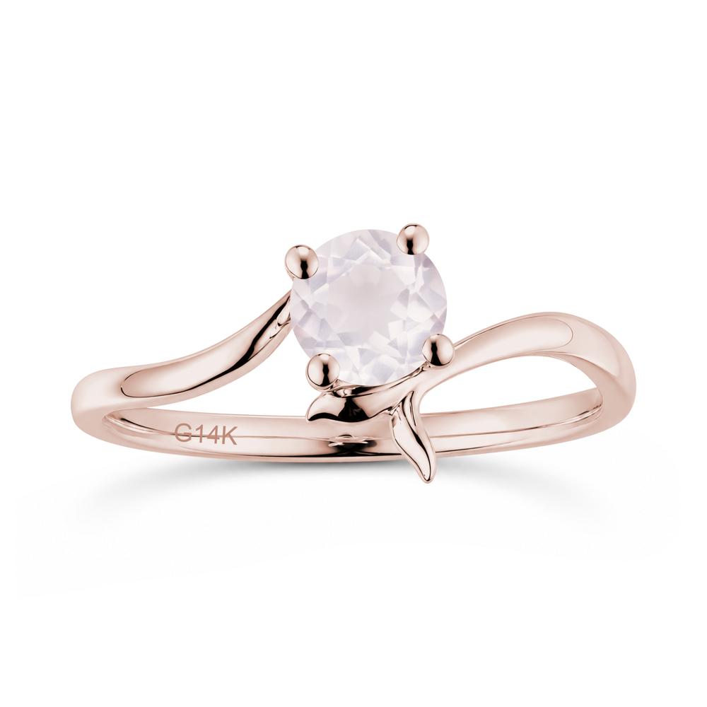 Round Shaped Emerald Whale Tail Bypass Ring - LUO Jewelry #gemstone_Rose Quartz