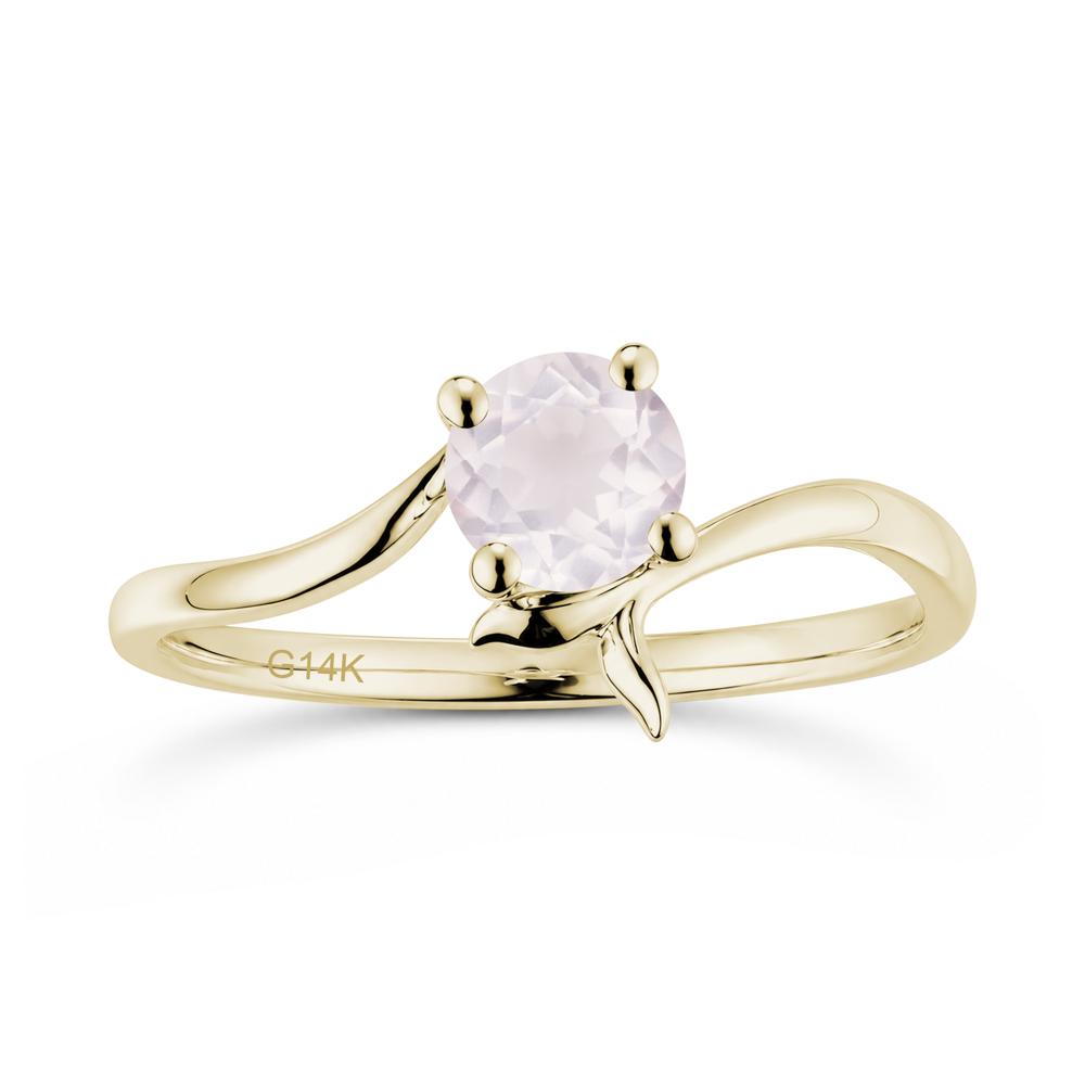 Round Shaped Emerald Whale Tail Bypass Ring - LUO Jewelry #gemstone_Rose Quartz