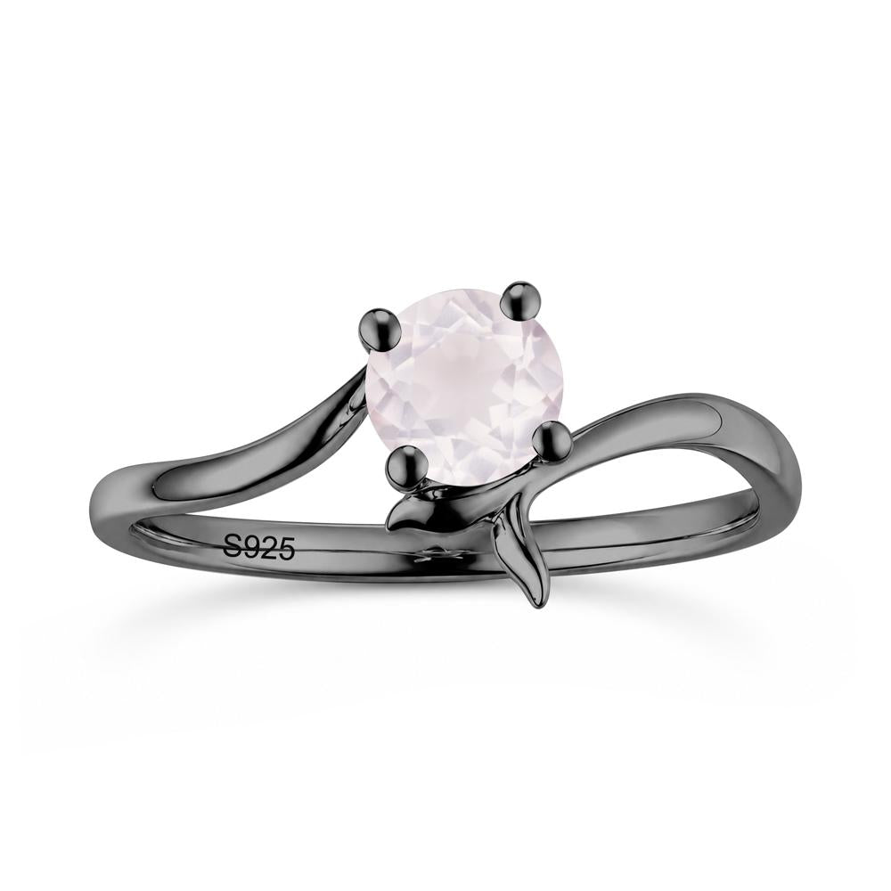 Round Shaped Emerald Whale Tail Bypass Ring - LUO Jewelry #gemstone_Rose Quartz