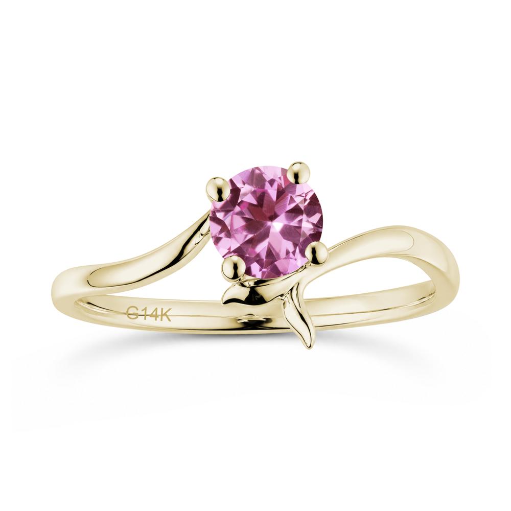 Round Shaped Emerald Whale Tail Bypass Ring - LUO Jewelry #gemstone_Pink Sapphire
