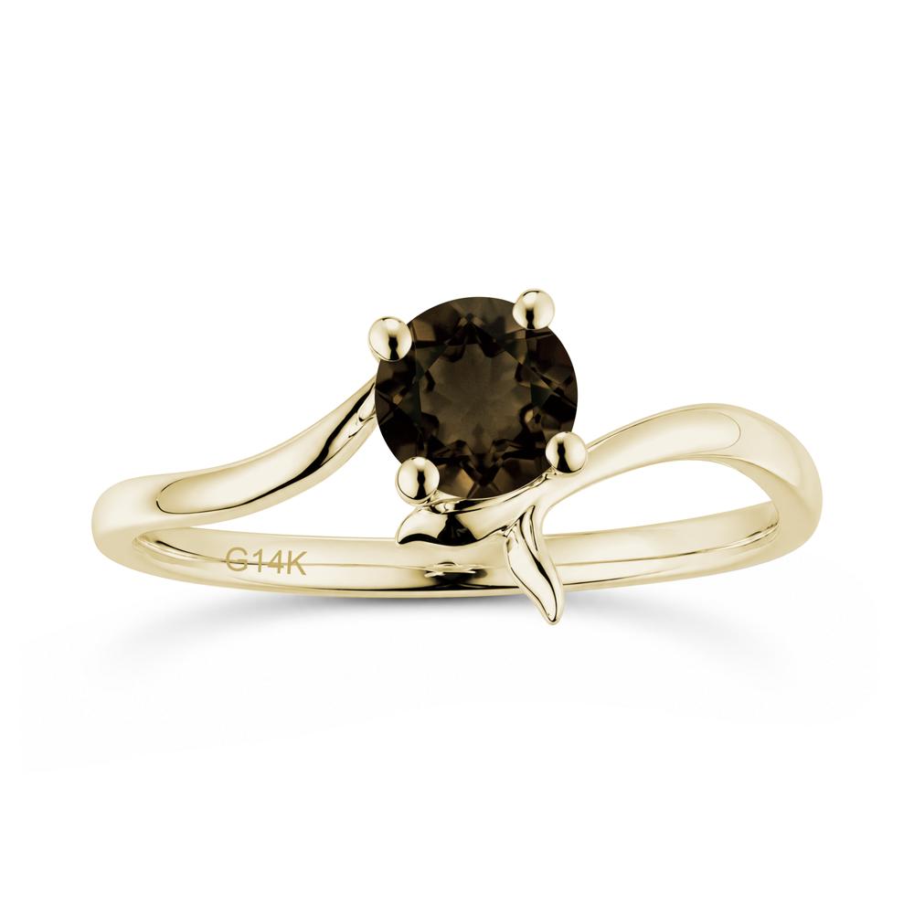Round Shaped Emerald Whale Tail Bypass Ring - LUO Jewelry #gemstone_Smoky Quartz