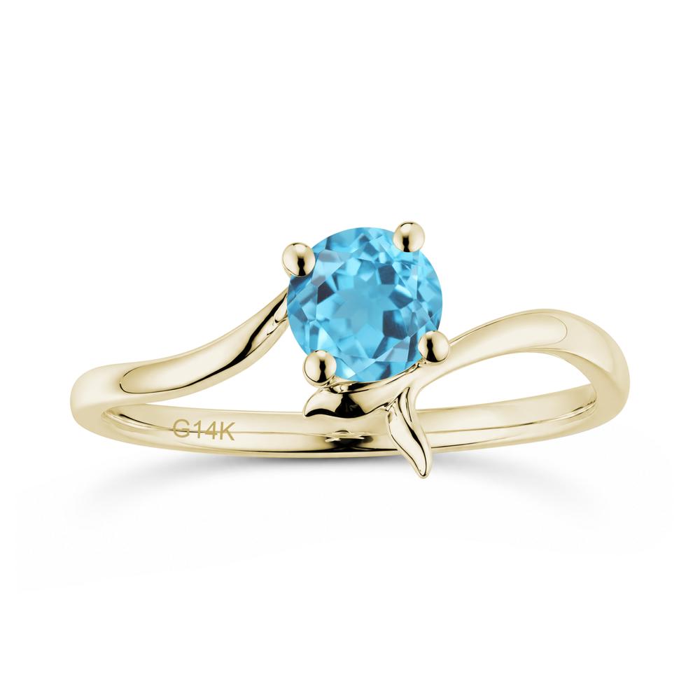 Round Shaped Emerald Whale Tail Bypass Ring - LUO Jewelry #gemstone_Swiss Blue Topaz